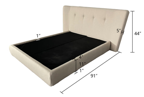 Hendricks Cotton Linen Blend Fabric Wide Headboard Luxury Bed Frame